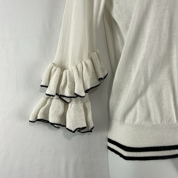 Maje Cream and Black Ruffled Coquette Girl Blouse - Picture 2 of 12